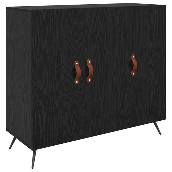 vidaXL Sideboard Schwarz Eichen-Optik 89,5 x 34 x 80 cm Holzwerkstoff