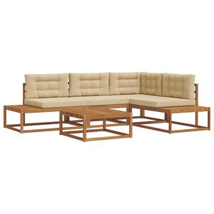 vidaXL Outdoor-Sofagarnitur Natur und Beige