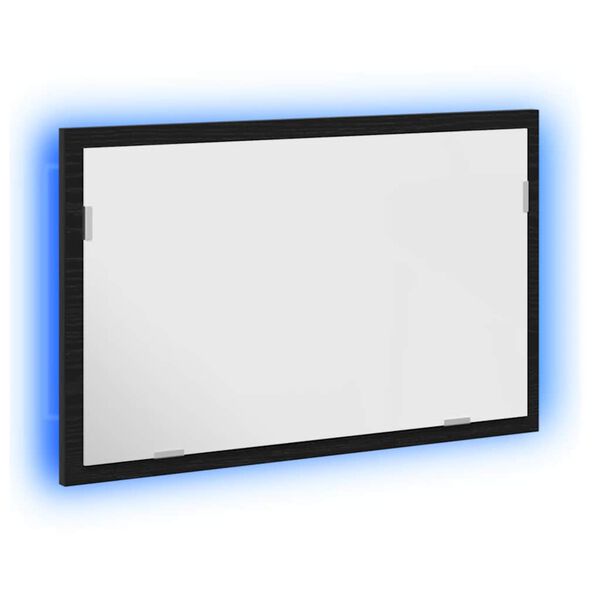 vidaXL Badspiegel mit LED-Leuchten Schwarz Eichen-Optik 60x8,5x37 cm