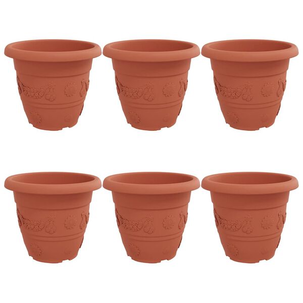 vidaXL Runder Blumentopf 6 pcs Ziegelrot &Oslash; 26 x 21,5 cm Kunststoff