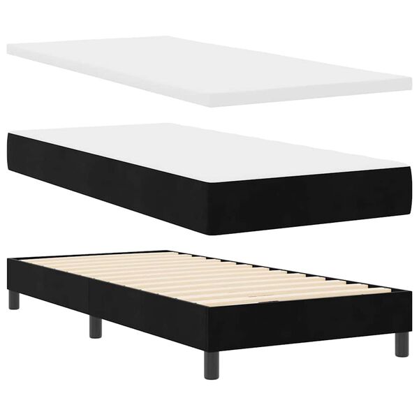 vidaXL Boxspringbett mit Matratze Schwarz 200 x 100 cm Samt