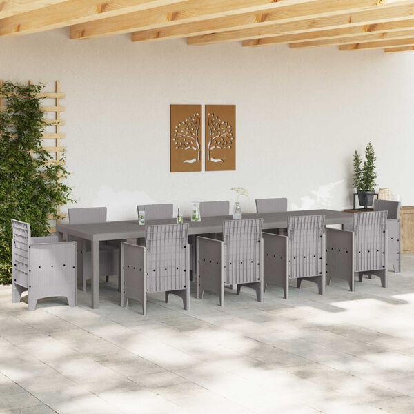 vidaXL Garten-Esstisch Hellgrau 350 x 100 x 73 cm Poly-Rattan