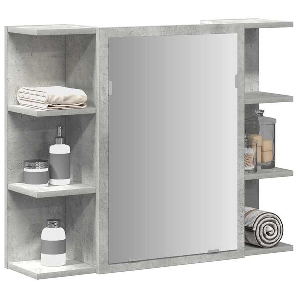 vidaXL Bad-Spiegelschrank Betongrau 80x20,5x64 cm Holzwerkstoff
