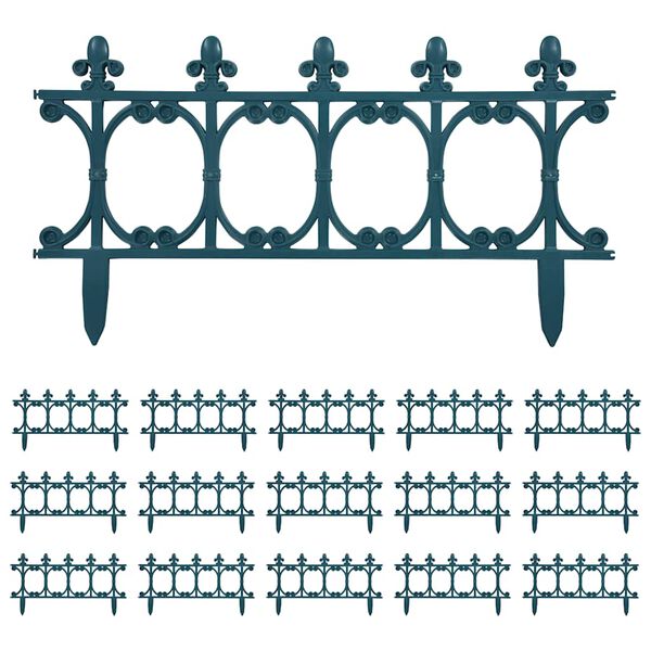 vidaXL Rasenkanten 16 Stk. Gr&uuml;n 10 m PP