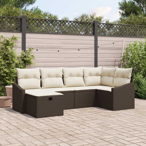 vidaXL Sofa Set mit Kissen 6 pcs Poly-Rattan