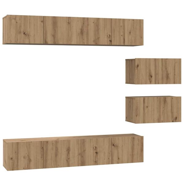 vidaXL TV-Schrankset Wandmontiert 6 pcs Artisan-Eiche Holzwerkstoff