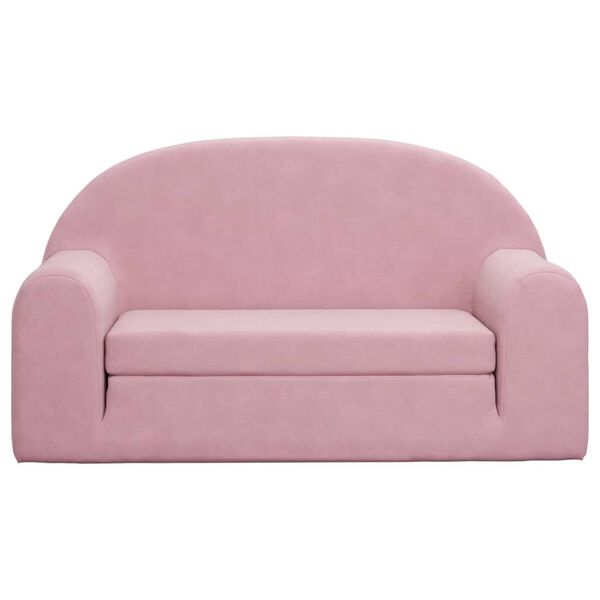 vidaXL Kinder-Schlafsofa 2-Sitzer Rosa Weicher Plüsch