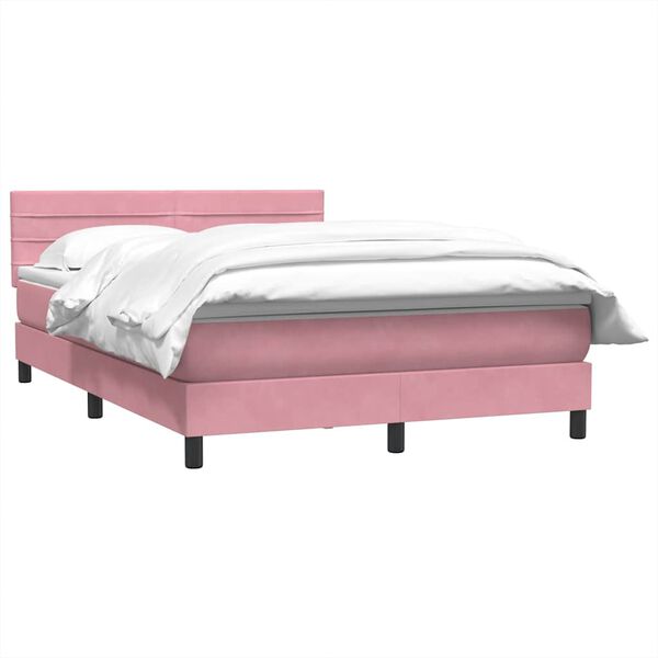 vidaXL Boxspringbett mit Matratze Rosa 140x210 cm Samt