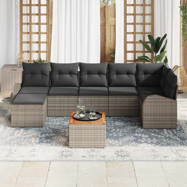 vidaXL Gartensofa-set mit Kissen 8 pcs Grau Poly-Rattan
