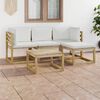 vidaXL 5-tlg. Garten-Lounge-Set mit Creme Kissen