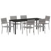 vidaXL Garten Essgruppe mit Kissen 7 pcs Grau Poly-Rattan