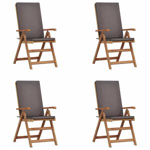 vidaXL Gartenstuhl 4 stk. Braun und Grau Massivholz Teak