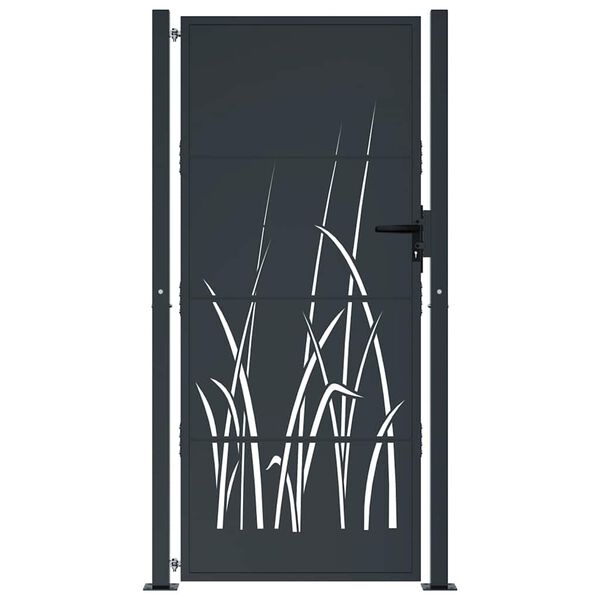 vidaXL Gartentor Anthrazit 100x200 cm Stahl Gras-Design