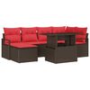 vidaXL Gartensofa-set mit Kissen mit Speicher 7 pcs Braun Poly Rattan