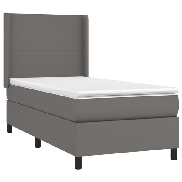 vidaXL Boxspringbett mit Matratze & LED Grau 80x200 cm Kunstleder
