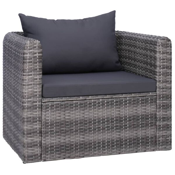 vidaXL 8-tlg. Garten-Lounge-Set mit Kissen Poly Rattan Grau