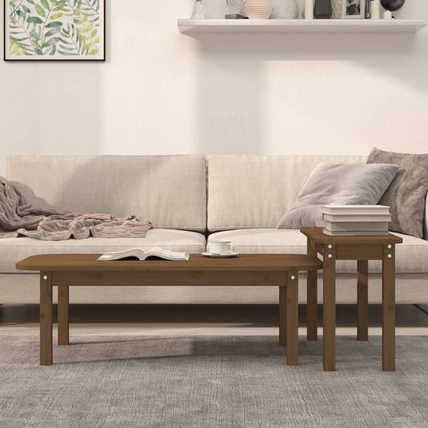 vidaXL 2-tlg. Couchtisch-Set Honigbraun Massivholz Kiefer