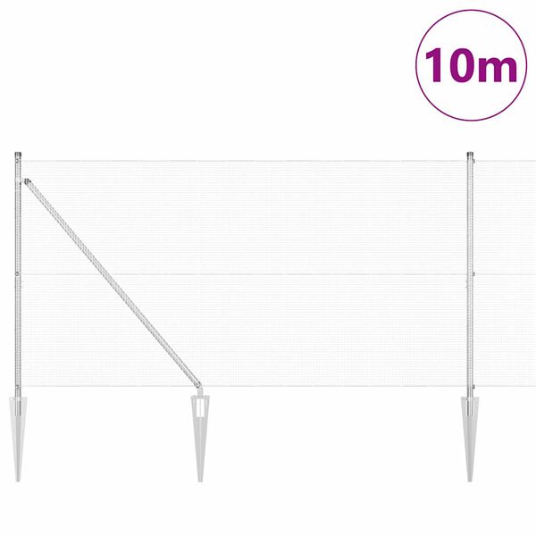 vidaXL Zaunpfosten Silber 10 x 1,2 m (12 x 12 mm Draht) Stahl