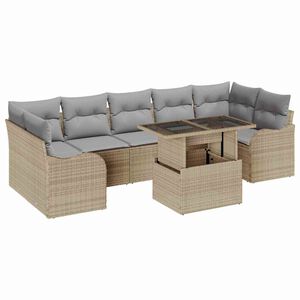 vidaXL Gartensofa-set 8 stk. 7-Sitzanzahl Beige Poly Rattan