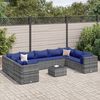 vidaXL 10-tlg. Garten-Lounge-Set mit Kissen Grau Poly Rattan