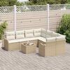 vidaXL Gartensofa-set mit Kissen mit Speicher 9 pcs Beige Poly-Rattan