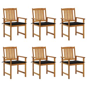 vidaXL Gartenst&uuml;hle mit Kissen 6 Stk. Massivholz Akazie