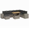 vidaXL 9-tlg. Garten-Sofagarnitur mit Kissen Grau Poly Rattan