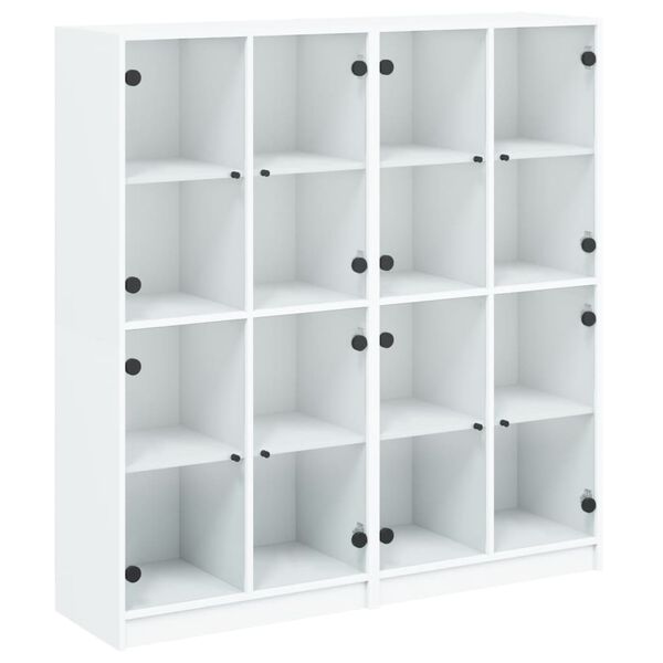 vidaXL B&uuml;cherschrank mit T&uuml;ren Wei&szlig; 136x37x142 cm Holzwerkstoff