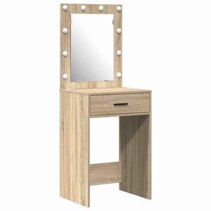 vidaXL Schminktisch mit Spiegelbeleuchtung 3 pcs Braun Holzwerkstoff