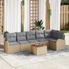 vidaXL Gartensofa-set mit Kissen 7 pcs Beige Poly-Rattan