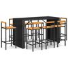 vidaXL 9-tlg. Gartenbar-Set Schwarz Poly Rattan & Massivholz Akazie