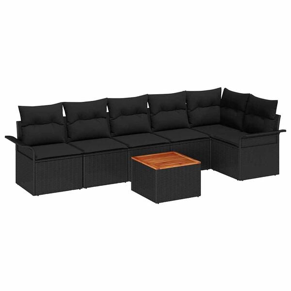 vidaXL Gartensofa-set mit Speicher 7 pcs Schwarz Poly-Rattan