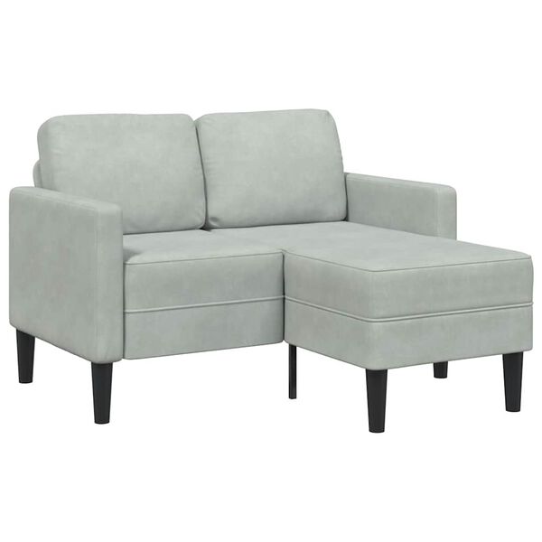 vidaXL 2-Sitzer-Sofa mit Chaiselongue L-Form Hellgrau 125 cm Samt