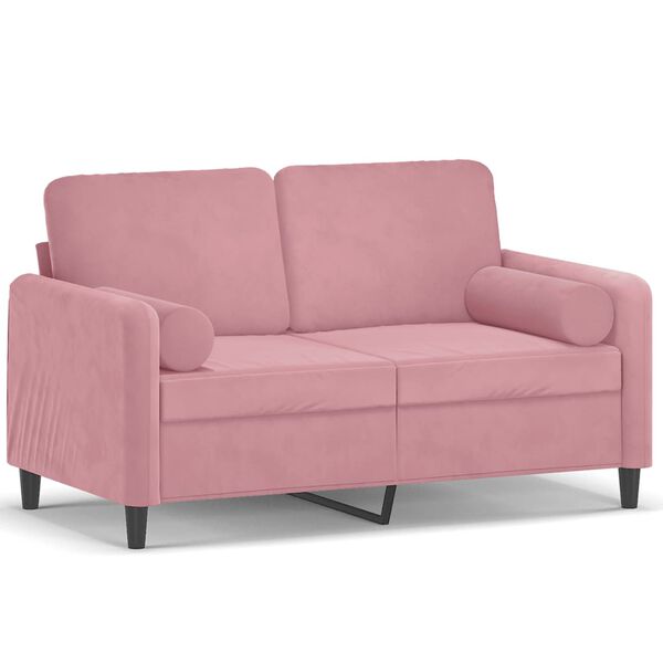 vidaXL 2-Sitzer-Sofa mit Zierkissen Rosa 120 cm Samt