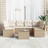 vidaXL Garten-Sofa-Set mit Kissen mit Speicher 7 pcs Beige und Creme