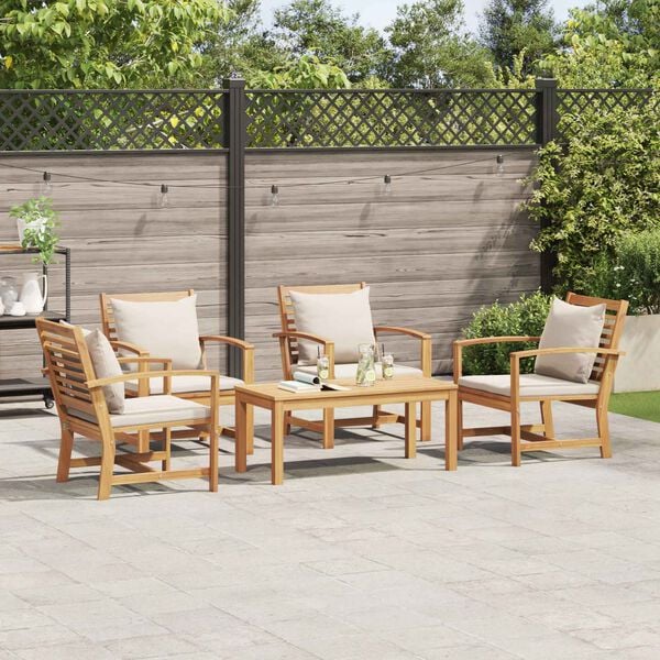 vidaXL Gartensofa-set 5 pcs Natur Massivholz Teak