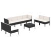 vidaXL 9-tlg. Garten-Lounge-Set mit Auflagen Poly Rattan Schwarz
