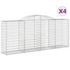 vidaXL Gabionen mit Hochbogen 4 Stk. 300x50x120/140cm Verzinktes Eisen