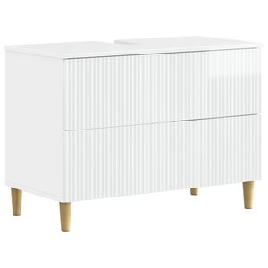 vidaXL Waschbeckenschrank ARNHEM Hochglanz Wei&szlig; 82 x 41 x 59 cm