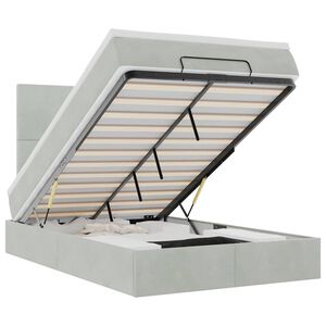 vidaXL Ottoman-Bett mit Matratzen & LEDs Hellgrau 120x190 cm Samt