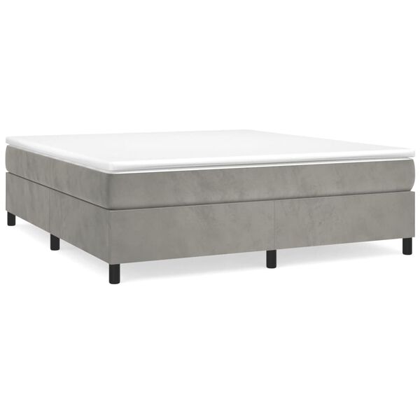 vidaXL Boxspringbett mit Matratze Hellgrau 160x200 cm Samt