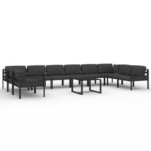vidaXL 11-tlg. Garten-Lounge-Set mit Kissen Aluminium Anthrazit