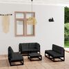vidaXL 7-tlg. Garten-Lounge-Set mit Kissen Massivholz Kiefer