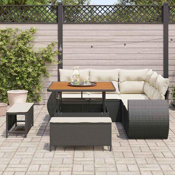 vidaXL Garten-Sofa-Set 8 pcs Schwarz Poly-Rattan