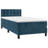 vidaXL Boxspringbett mit Matratze & LED Dunkelblau 90x190 cm Samt