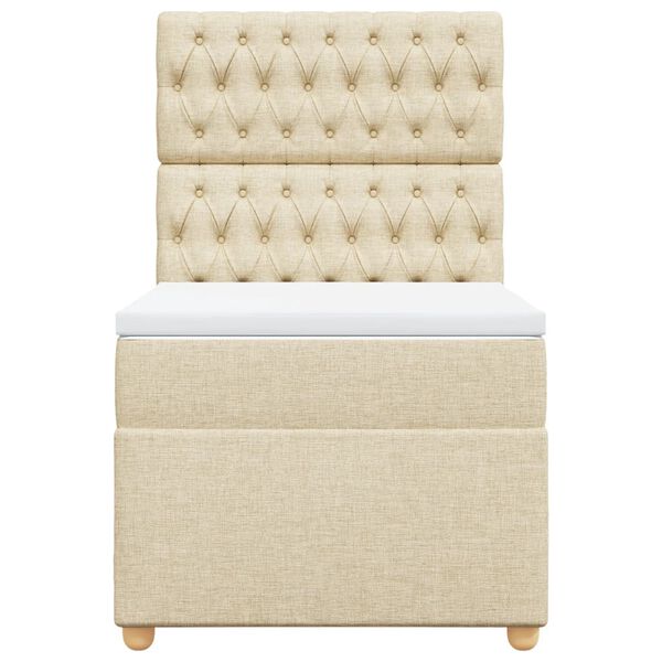 vidaXL Boxspringbett mit Matratze Creme 90x190 cm Stoff