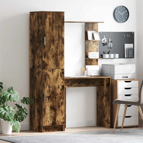 vidaXL Schreibtisch 2 pcs Ger&auml;ucherte Eiche