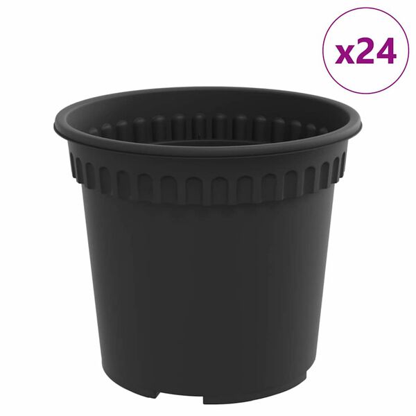 vidaXL Runder Blumentopf 24 pcs Schwarz &Oslash; 15 x 12 cm Kunststoff