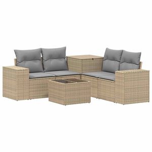 vidaXL Sofa Set 6 stk. Beige und Hellgrau Polyrattan und Stahl