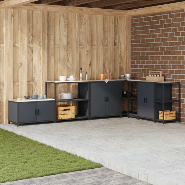 vidaXL K&uuml;chenaufbewahrung mit Regal Anthrazit 60 x 50 x 92 cm Stahl